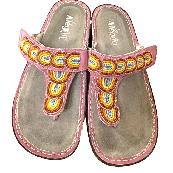 Alegria Carina Bead-Azzled Thong Sandals Pinckney Rainbows Size 37 US 7 Comfort - Picture 14 of 16